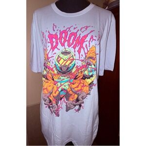Bethesda Doom Eternal Graphic Tee Mens Large White NWOT Loot Crate Capsule